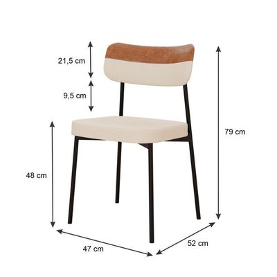 Cadeira Mynna Fixa C/4 Pes 525 X 470 X 790 Mm C/4 Un. Caramelo Crt Areia/courino Caramelo