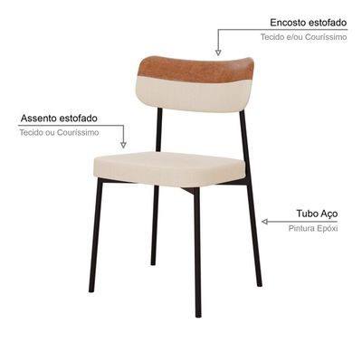 Cadeira Mynna Fixa C/4 Pes 525 X 470 X 790 Mm C/4 Un. Caramelo Crt Areia/courino Caramelo