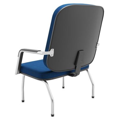 Cadeira De Escritório Recepção Com Braço Fixa Cromada Magno P03 Crepe Azul - Lyam Decor