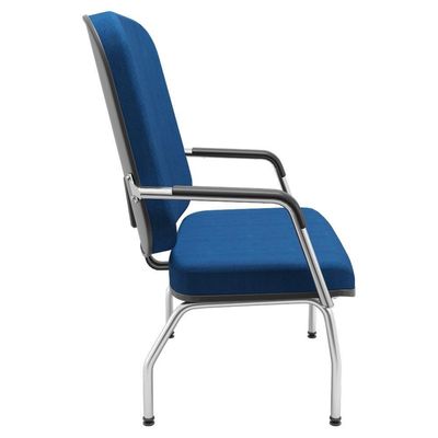 Cadeira De Escritório Recepção Com Braço Fixa Cromada Magno P03 Crepe Azul - Lyam Decor