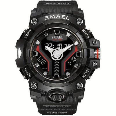 Relógio Esportivo Masculino Digital Dual Display Mostrador Luminoso À Prova Da Água Preto