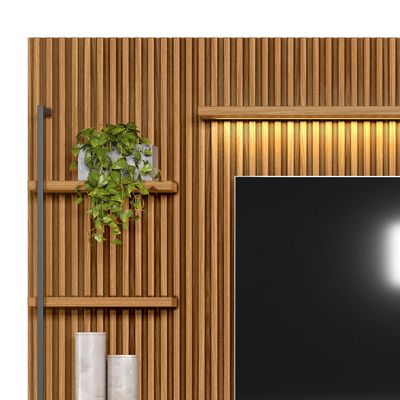 Rack Para Sala com Painel Ripado Para TV 75 Pol 268cm Orizon L05 Nature Off White - Lyam Decor