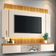 Painel Para TV 55 Pol Ripado com Bancada Suspensa Luzzi B01 Off White Cinamomo - Lyam Decor