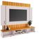 Painel Para TV 55 Pol Ripado com Bancada Suspensa Luzzi B01 Off White Cinamomo - Lyam Decor