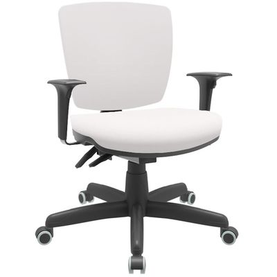Kit 04 Cadeiras de Escritório Executiva Office Giratória Preto Baixa Flexi P03 Vinil Branco - Lyam