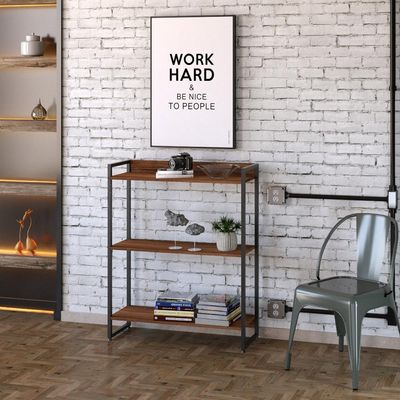 Estante Multiuso Para Escritório Industrial 03 Prateleiras Areta 104x80cm C01 Nogal - Lyam Decor