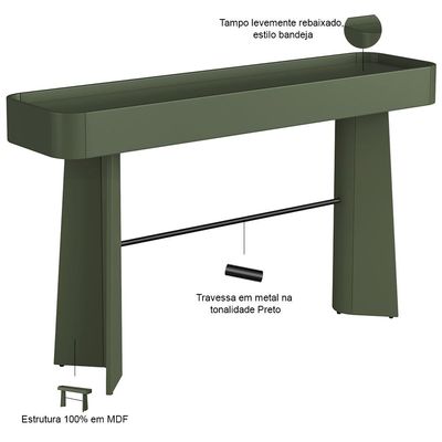 Aparador Para Sala De Estar Orgânico Industrial Alef I03 Musgo Preto - Lyam Decor