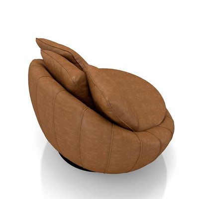 Poltrona Giratória Sala de Estar com Almofadas Afrodite Caramelo Manchado PU G45 - Gran Belo