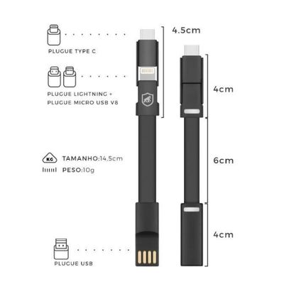 Kit Carteira de Couro Guardian + Cabo Slim 3 em 1 - Gshield