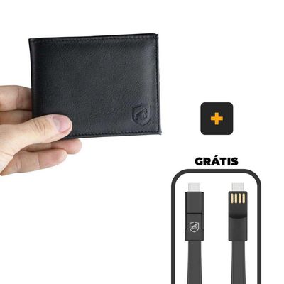 Kit Carteira de Couro Guardian + Cabo Slim 3 em 1 - Gshield