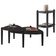 Kit 02 Mesas de Centro e 01 Mesa Lateral Pés Madeira Trium A03 Nero Preto - Lyam Decor