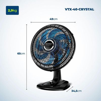Ventilador Mesa Super Turbo 8 Pás Mondial Vtx-40-crystal