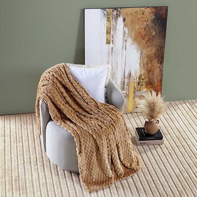 Cobertor Manta Confy Ultrasoft Flannel Queen 2,40m x 2,20m Texturizado 01 Peça - Caramelo