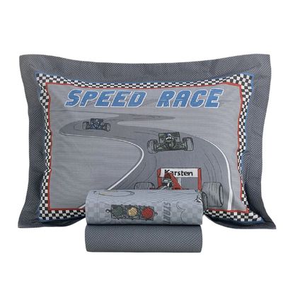 Jogo Cama Infantil Casal4 Pcs 200 Fios Corrida Karsten
