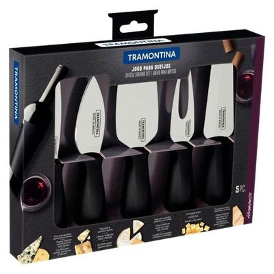 Jogo Para Queijos Tramontina Harmoniza 5 Peças Preto