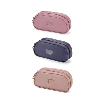 Estojo Duplo Escolar Crinkle Luxcel ET47246UP Metalizado Azul