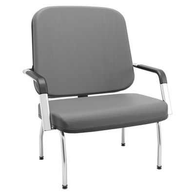 Kit Cadeira De Escritório Giratória E 2 Cadeiras Fixas Cromada Magno P03 Vinil Cinza - Lyam Decor