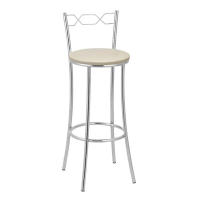 Banqueta Alta Cromada Bc51/a A101 Treparoni Bege Claro