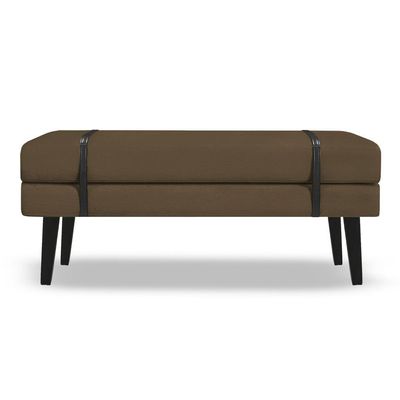 Banco Estofado Viena 1,40m Suede Marrom - Inova Decorações