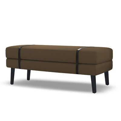 Banco Estofado Viena 1,40m Suede Marrom - Inova Decorações