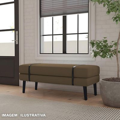 Banco Estofado Viena 1,40m Suede Marrom - Inova Decorações