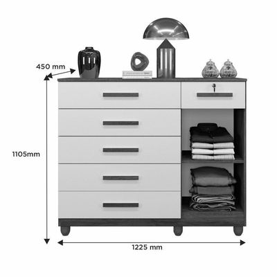 Cômoda Milão 6 Gavetas 1 Porta 1 Prateleira Com Sapateira Cinamomo