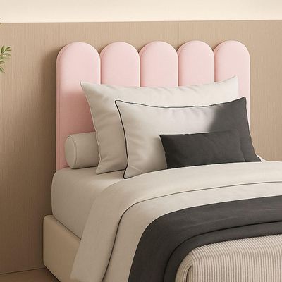 Cabeceira Nuvem Estofada Solteiro 5 Placas Em Suede 45x20cm Rosa Bebe