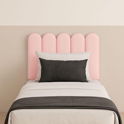 Cabeceira Nuvem Estofada Solteiro 5 Placas Em Suede 45x20cm Rosa Bebe