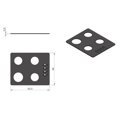 Vidro Preto Para Cooktop 4 Bocas Nardelli Preto