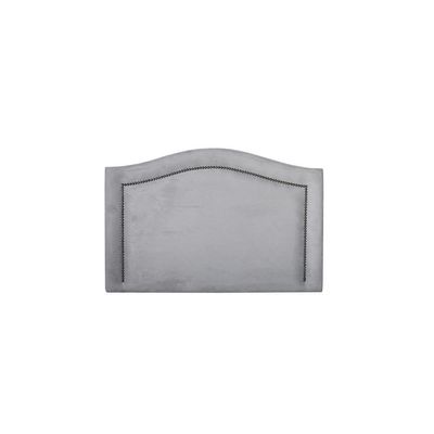 Cabeceira Solteiro Curva Luxo 90x60 Suede Cinza - Tachas Fumê
