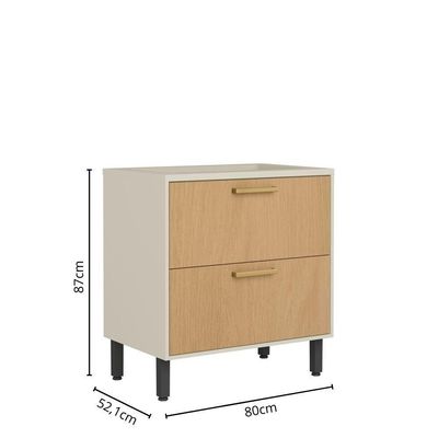 Balcão Cooktop Gavetão E Porta Basculante Nogal Bertolini Dourado/areia