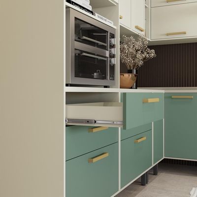Balcão Cooktop Gavetão E Porta Basculante Nogal Bertolini Dourado/areia