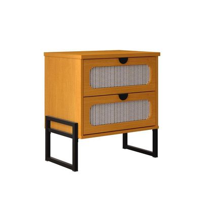 Mesa De Cabeceira Luxo Titanium Com Fino Acabamento 45cm - Nature / Preto