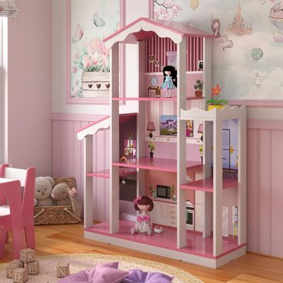 Mega Casa De Boneca Sonho 8 Cômodos Branco Rosa