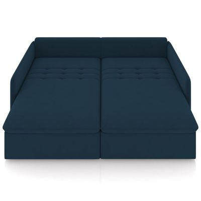 Sofá Cama Retrátil Para Sala de Estar 194cm Una K01 Veludo Azul Marinho - Lyam Decor