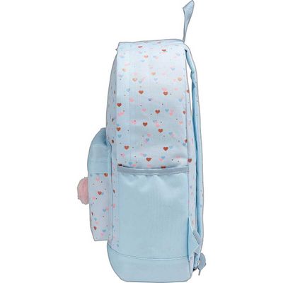 MOCHILA ACADEMIE CORACAO METALIZADO AZUL E ROSE TILIBRA