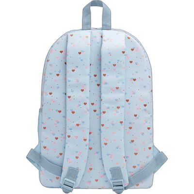 MOCHILA ACADEMIE CORACAO METALIZADO AZUL E ROSE TILIBRA