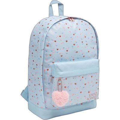 MOCHILA ACADEMIE CORACAO METALIZADO AZUL E ROSE TILIBRA