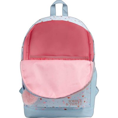 MOCHILA ACADEMIE CORACAO METALIZADO AZUL E ROSE TILIBRA