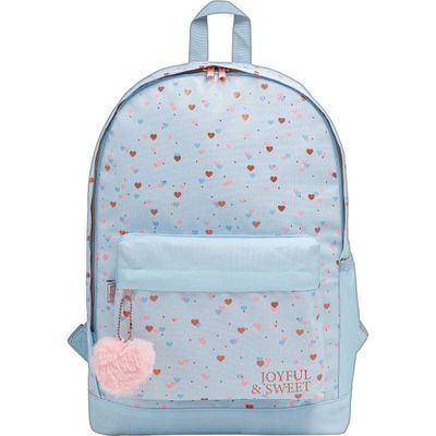 MOCHILA ACADEMIE CORACAO METALIZADO AZUL E ROSE TILIBRA