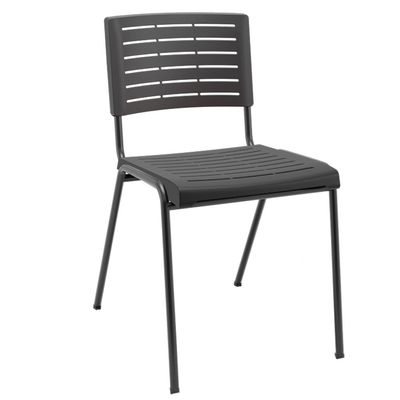 Kit 02 Cadeiras Empilhável Fixa Escritório Multiuso Base Preta Kimi P03 Preto - Lyam Decor