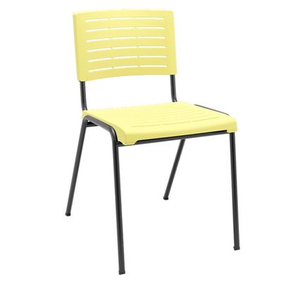 Kit 06 Cadeiras Empilhável Fixa Escritório Multiuso Base Preta Kimi P03 Amarelo - Lyam Decor
