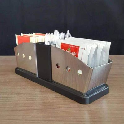 Jogo 24 Porta Sachês e Colherinhas Suportes em Inox Açúcar Adoçante Padaria Chá Café Brinox