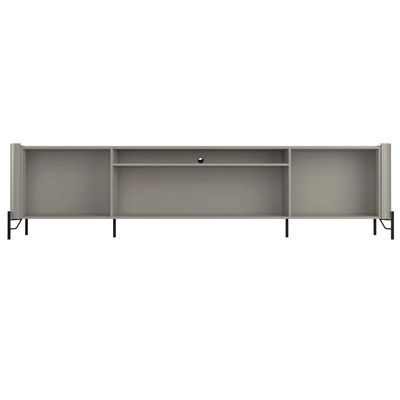 Rack Para Sala de Estar TV 85 Pol 4 Portas Brise Pés Industrial Preto Alef I03 Grigio - Lyam Decor