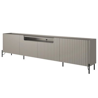 Rack Para Sala de Estar TV 85 Pol 4 Portas Brise Pés Industrial Preto Alef I03 Grigio - Lyam Decor