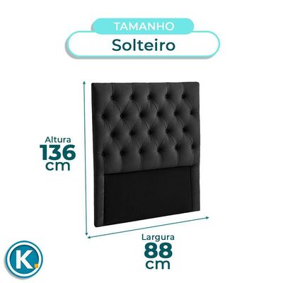 Cabeceira Estofada Solteiro Luna Nature Veludo Preto 88x136