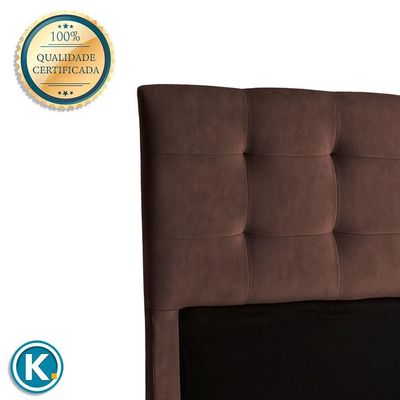 Cabeceira Estofada Casal Alice Nature Veludo Cafe 138x136