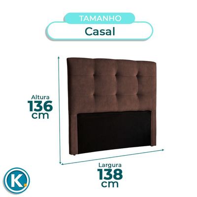 Cabeceira Estofada Casal Alice Nature Veludo Cafe 138x136