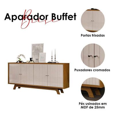 Aparador Para Sala Buffet Brise Freijó Off White – Dj Móveis