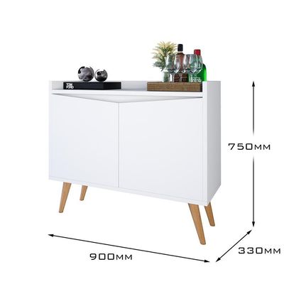 Aparador Buffet Merlin - 2 Portas Com Pés Retrô Em Mdf-mdp Branco - Movelove Branco